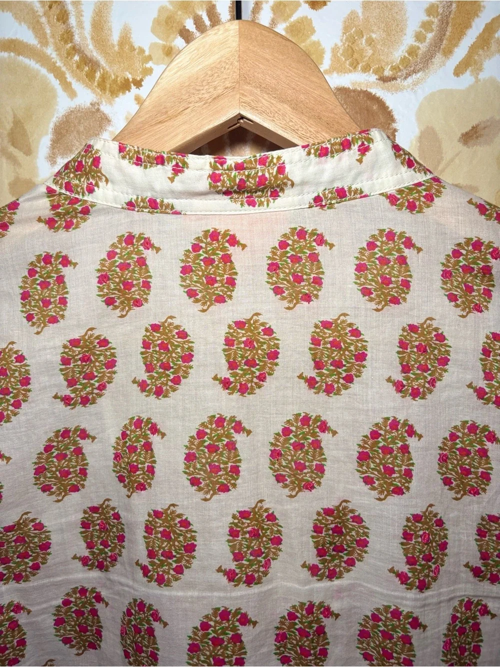 Tory Burch Floral Print Tunic Blouse White Pink 3/4 Sleeve Boho Preppy Top